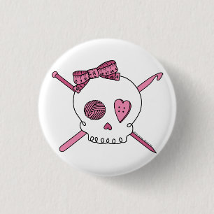 Craft Skull (Pink) 3 Cm Round Badge