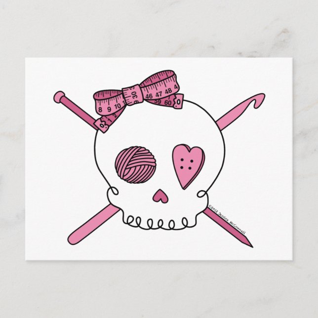 Craft Skull (Pink) Postcard (Front)