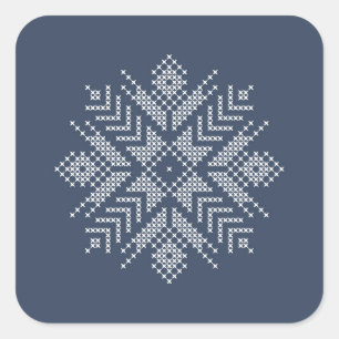 Craft snowflake in blue  square sticker