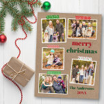 Craft Tape Merry Christmas 5 Photo Kraft Postcard<br><div class="desc">Craft Tape Merry Christmas 5 Photo Collage Holiday Postcard. Rustic Kraft Paper.</div>