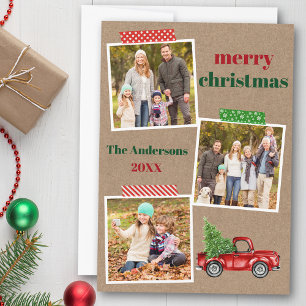 Craft Tape Red Truck Christmas Kraft Holiday Card