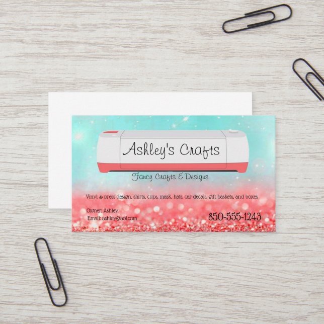 Craft Vinyl Business Card - Silhouette Cricut (Front/Back In Situ)