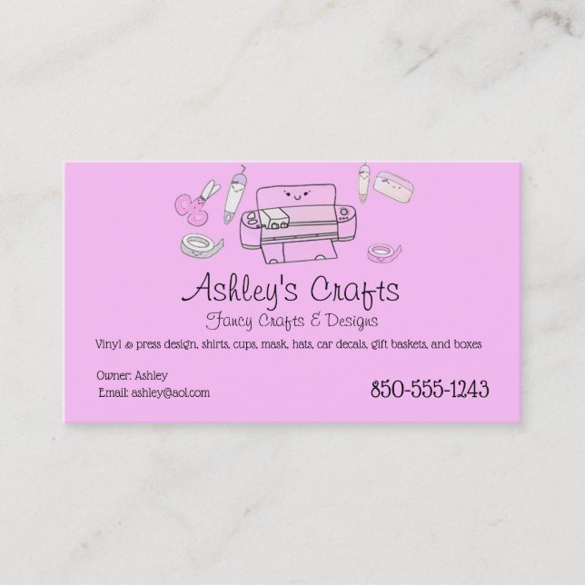 Craft Vinyl Pink for Silhouette or Cricut Business Card (Front)