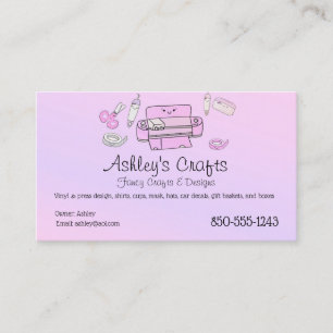 Craft Vinyl Pink & Purple Silhouette or Cricut  Business Card