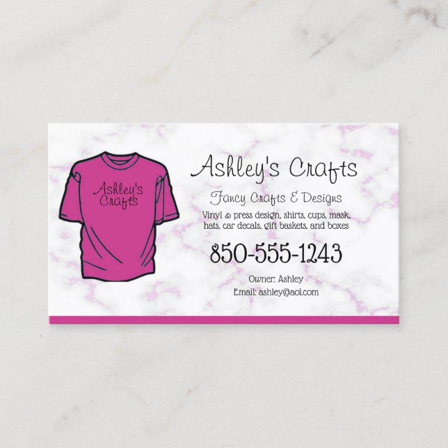 Craft Vinyl T-Shirt Silhouette Cricut Business Car Card (Front)