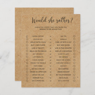 Craft Would She Rather Minimalist Baby Shower Game