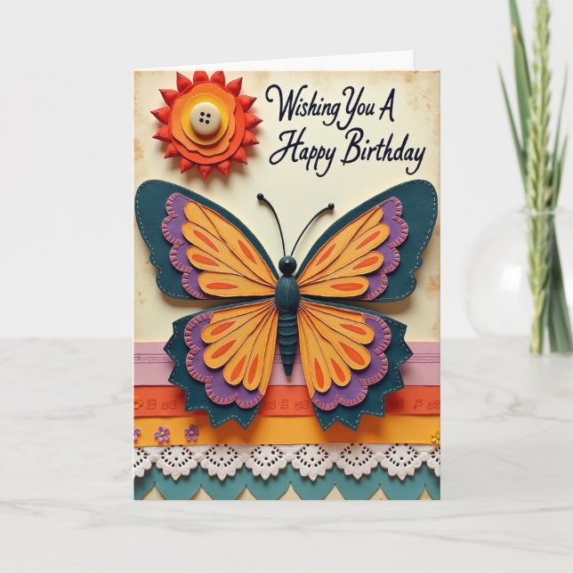Crafted Butterfly Birthday Card (Front)