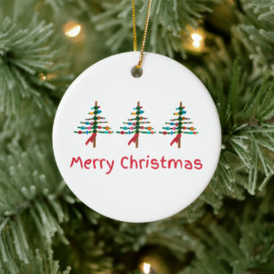 Crafted Christmas Trees – Modern Merry Xmas Ceramic Ornament