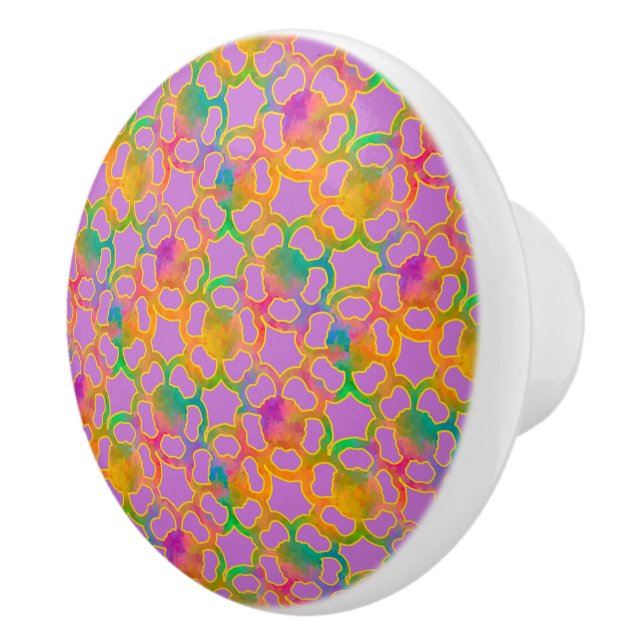 Crafted Floral Chainmail in Purple Ceramic Knob (Right)