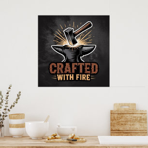 Crafted With Fire – Rustic Artisan Poster