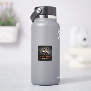 Crafted With Fire – Rustic Artisan Sticker