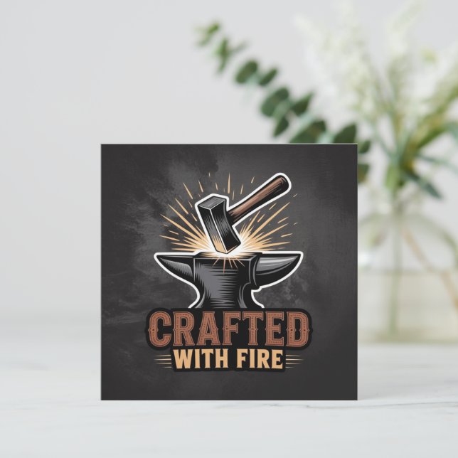 Crafted With Fire – Rustic Artisan Sticker Invitation (Standing Front)