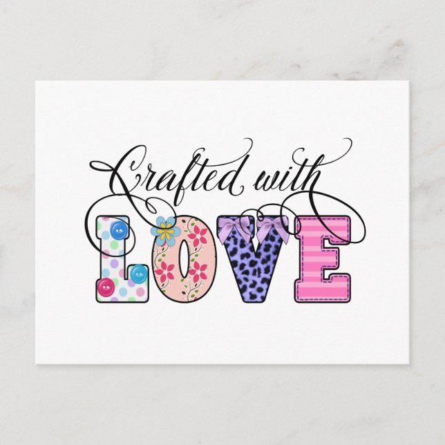 Crafted With Love Black Script ID193 Postcard (Front)