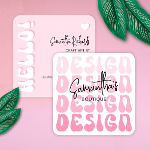 Crafter Handmade Designs Artist Retro Pink Modern Square Business Card