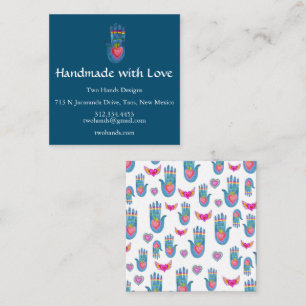 Crafter Handmade Healing Hands Pattern Custom Square Business Card
