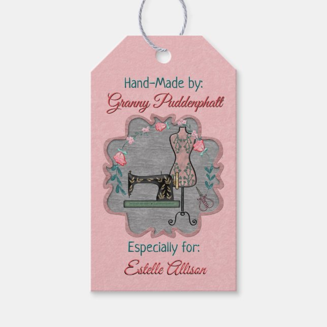 Crafters Personalised Hand-Made By For Tag (Front)