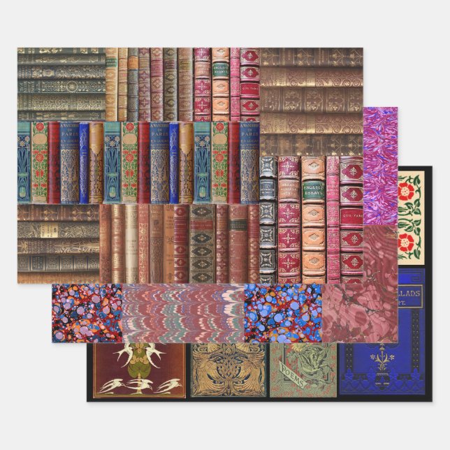 Crafters Scrapbook Old Books Wrapping Paper Sheet (Set)