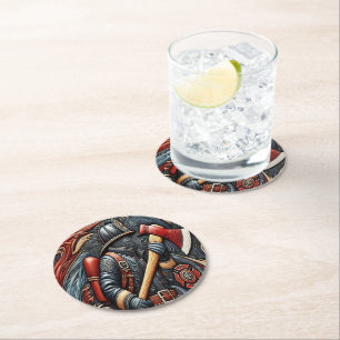 Crafting Bravery Through Fire and Artistry Round Paper Coaster