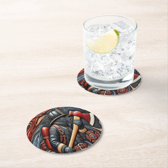 Crafting Bravery Through Fire and Artistry Round Paper Coaster (Insitu)