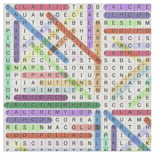 Crafting Sewing Word Search Fabric