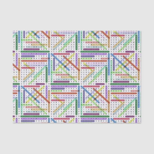 Crafting Sewing Word Search Tissue Paper (Front)