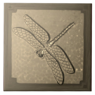 Craftsman Dragonfly Tile, Golden Ceramic Tile