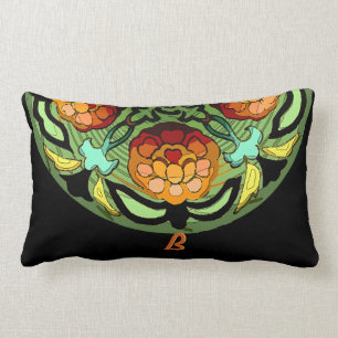 Craftsman Garden in Autumn Colours - Monogrammed Lumbar Cushion