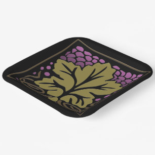 Craftsman Grape Leaf and Grapes Paper Plate