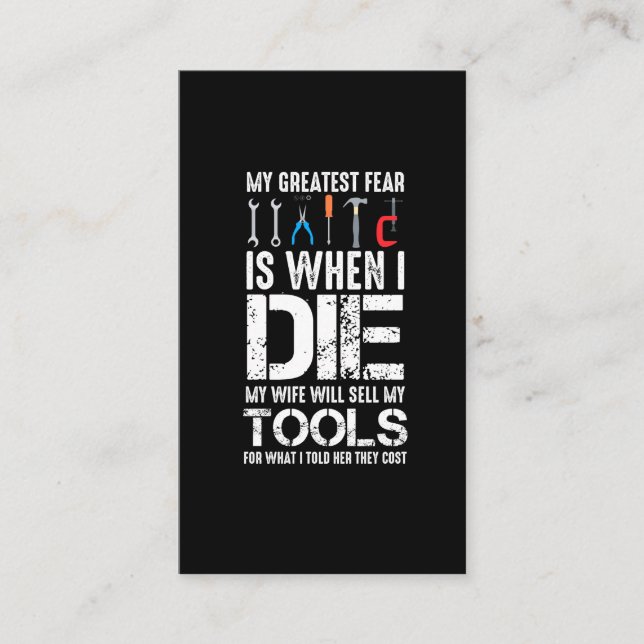 Craftsman Husband Expensive Tools Workshop Business Card (Front)