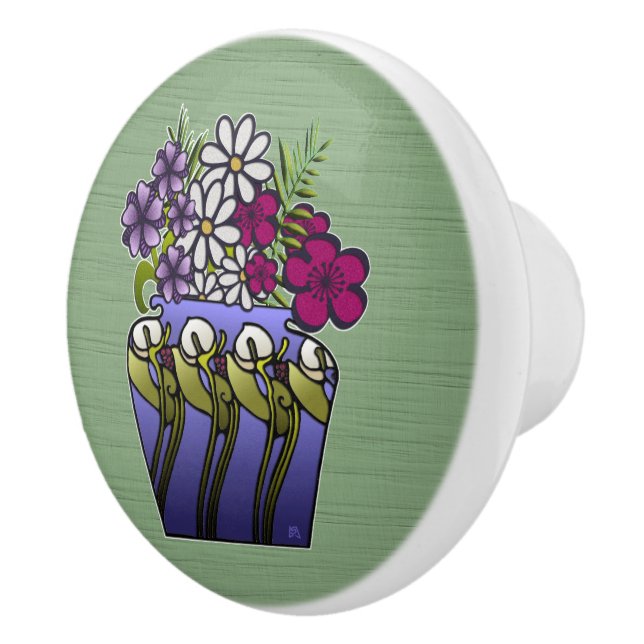 Craftsman Lily Vase  Ceramic Knob (Right)