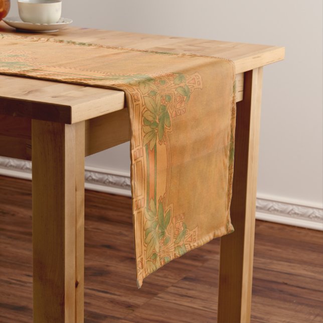 Craftsman or Mission Style Foliage Berry Frieze Short Table Runner (In Situ)