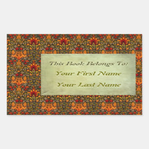 Craftsman Saturated Floral Personalised Bookplates Rectangular Sticker