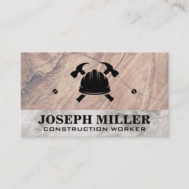 Craftsmen Logo | Wood | Marble Business Card (Front)