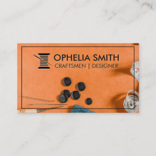 Craftsmen   Seamstress Workspace Thread and Needle Business Card