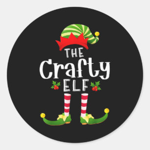 Crafty Christmas Elf Matching Pajama X-mas Party  Classic Round Sticker
