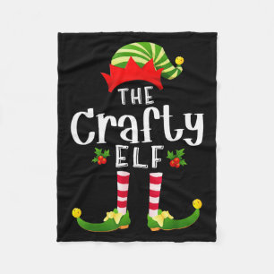 Crafty Christmas Elf Matching Pajama X-mas Party  Fleece Blanket