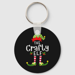 Crafty Christmas Elf Matching Pajama X-mas Party  Key Ring
