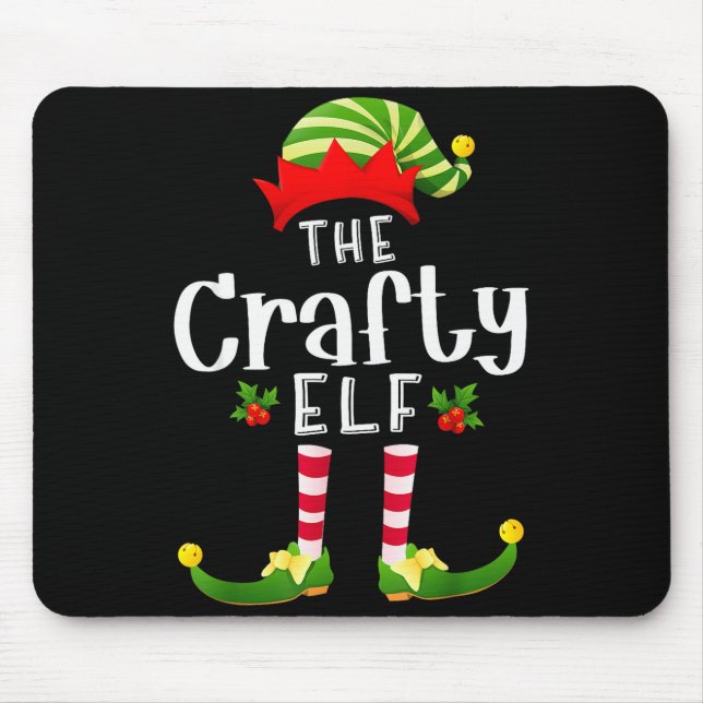 Crafty Christmas Elf Matching Pajama X-mas Party  Mouse Pad (Front)