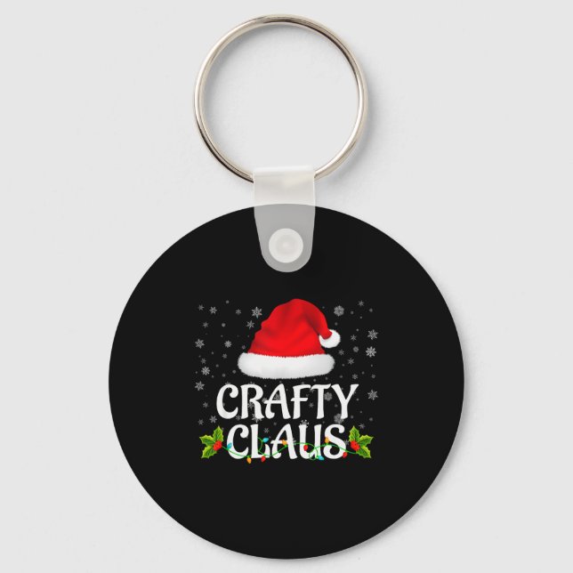 Crafty Claus Christmas Lights Santa Pajama Family  Key Ring (Front)