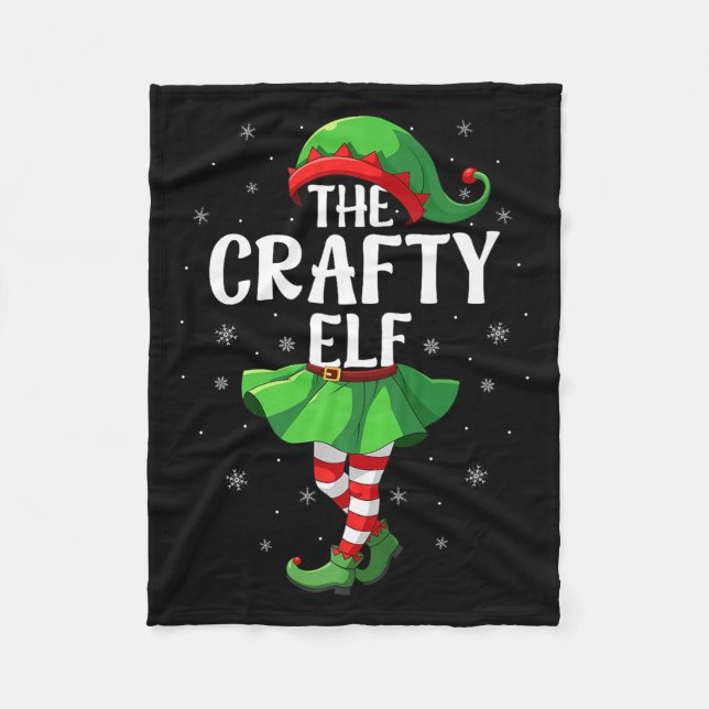 Crafty Elf Christmas Girls Women Elf Squad Xmas Fa Fleece Blanket (Front)