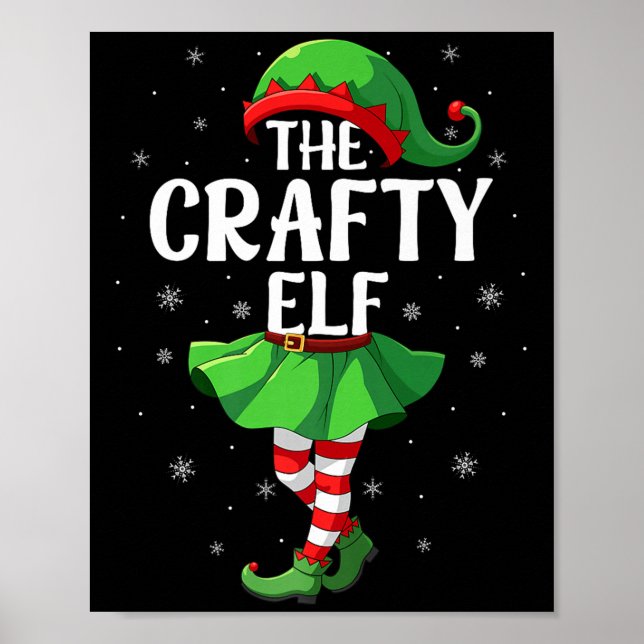 Crafty Elf Christmas Girls Women Elf Squad Xmas Fa Poster (Front)