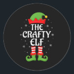 Crafty Elf Xmas Family Matching Elf Squad Christma Classic Round Sticker<br><div class="desc">Crafty Elf Xmas Family Matching Elf Squad Christmas</div>