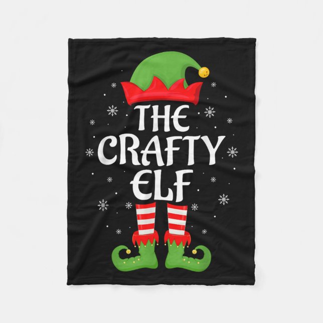 Crafty Elf Xmas Family Matching Elf Squad Christma Fleece Blanket (Front)