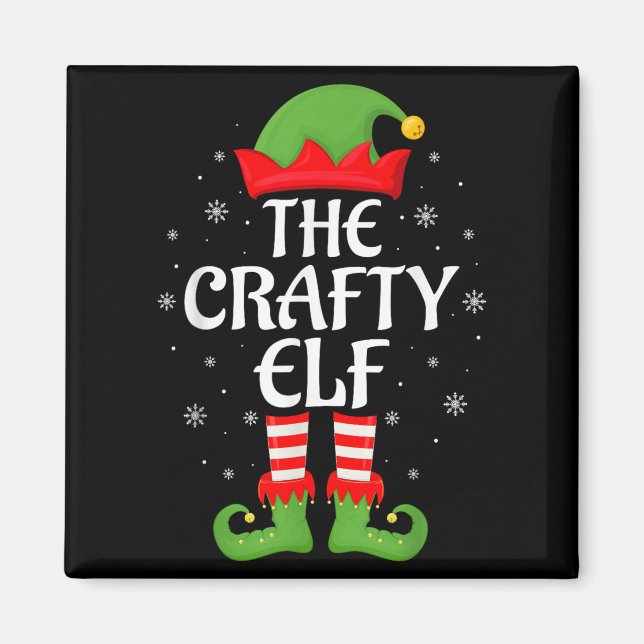 Crafty Elf Xmas Family Matching Elf Squad Christma Magnet (Front)