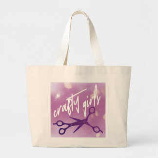 Crafty Girls, Subtle Sapphic, Lavender Scissors  Large Tote Bag