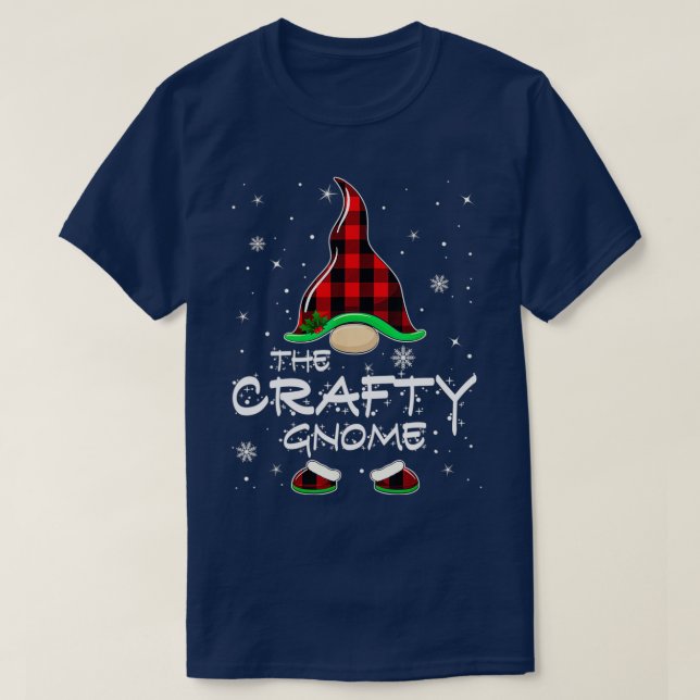 Crafty Gnome Buffalo Plaid Matching Family Christm T-Shirt (Design Front)