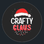 Crafty Santa Claus Christmas Matching Costume  Classic Round Sticker<br><div class="desc">Crafty Santa Claus Christmas Matching Costume</div>