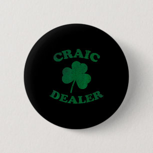 Craic Er Funny St. Patrick's Day Shamrock Tee 6 Cm Round Badge