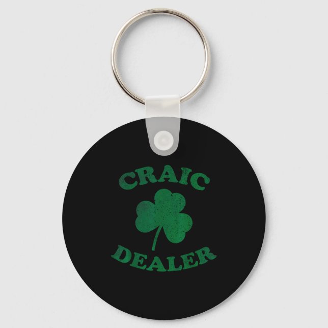 Craic Er Funny St. Patrick's Day Shamrock Tee  Key Ring (Front)