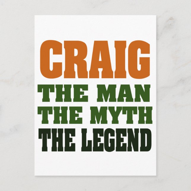 Craig - the Man, the Myth, the Legend Postcard (Front)